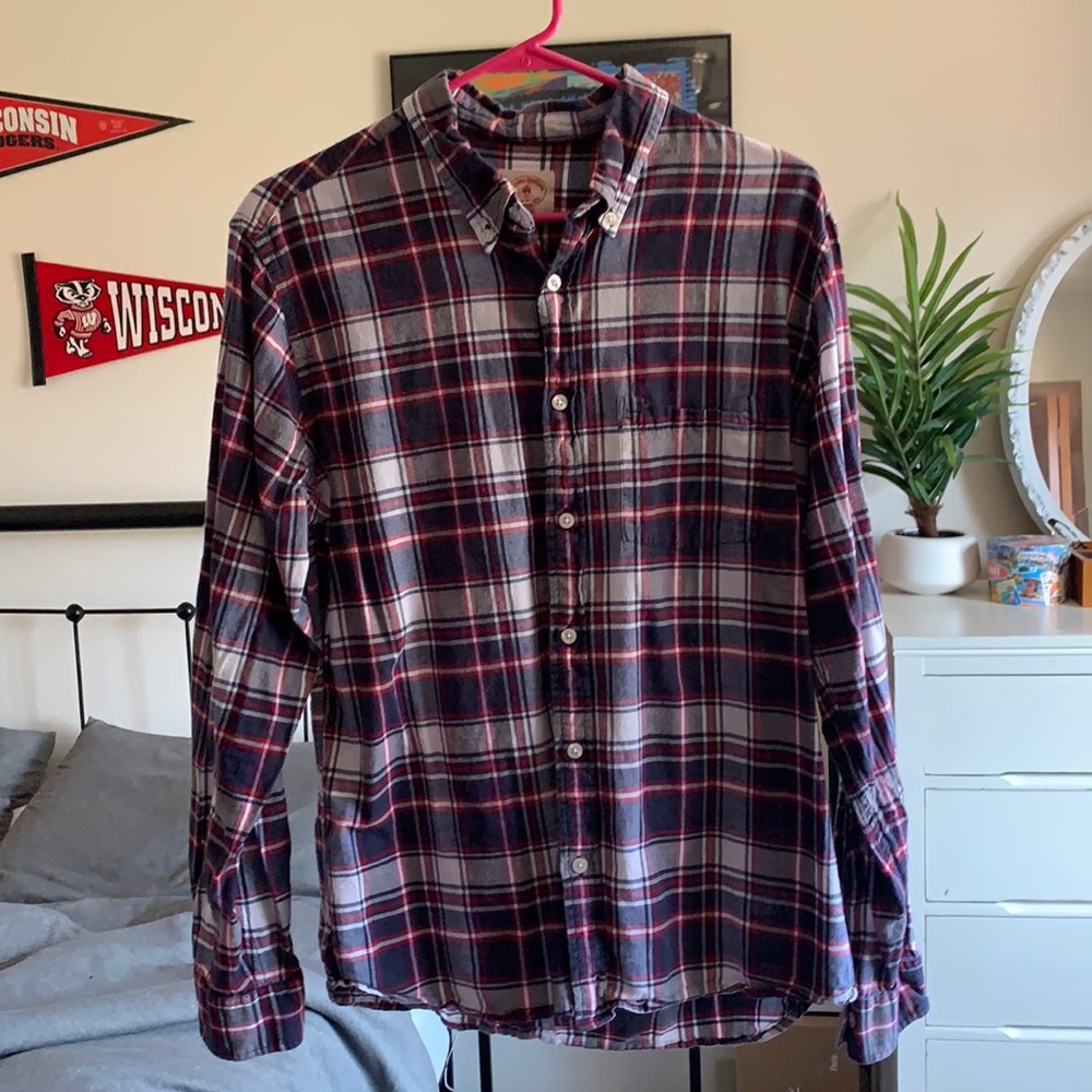 Brooks brothers plaid madras button up